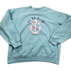Gulf Shores AL Sweatshirt Mens XL Blue Anchor Graphic Fleece Pullover Jerzees